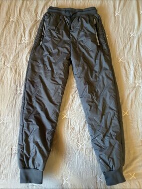 Boys Black Quilted Jogger Pants with Rib Cuffs